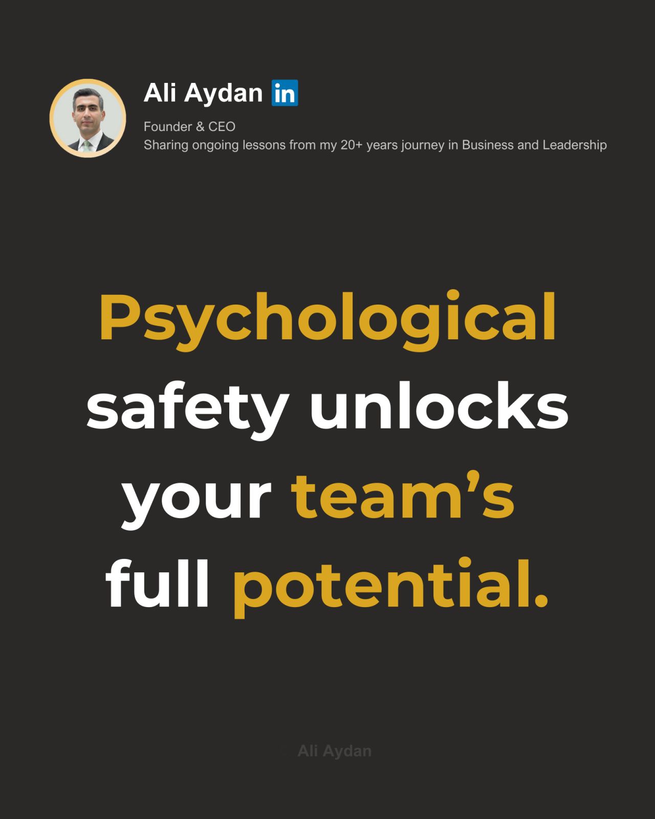 Ali Aydan: Want a high-performing team