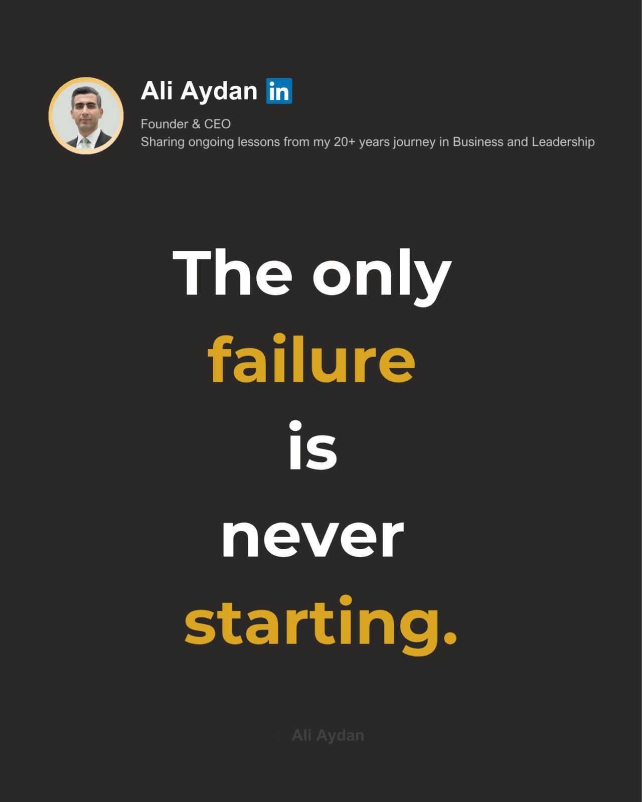 Ali Aydan; What’s fear stopping you from starting?