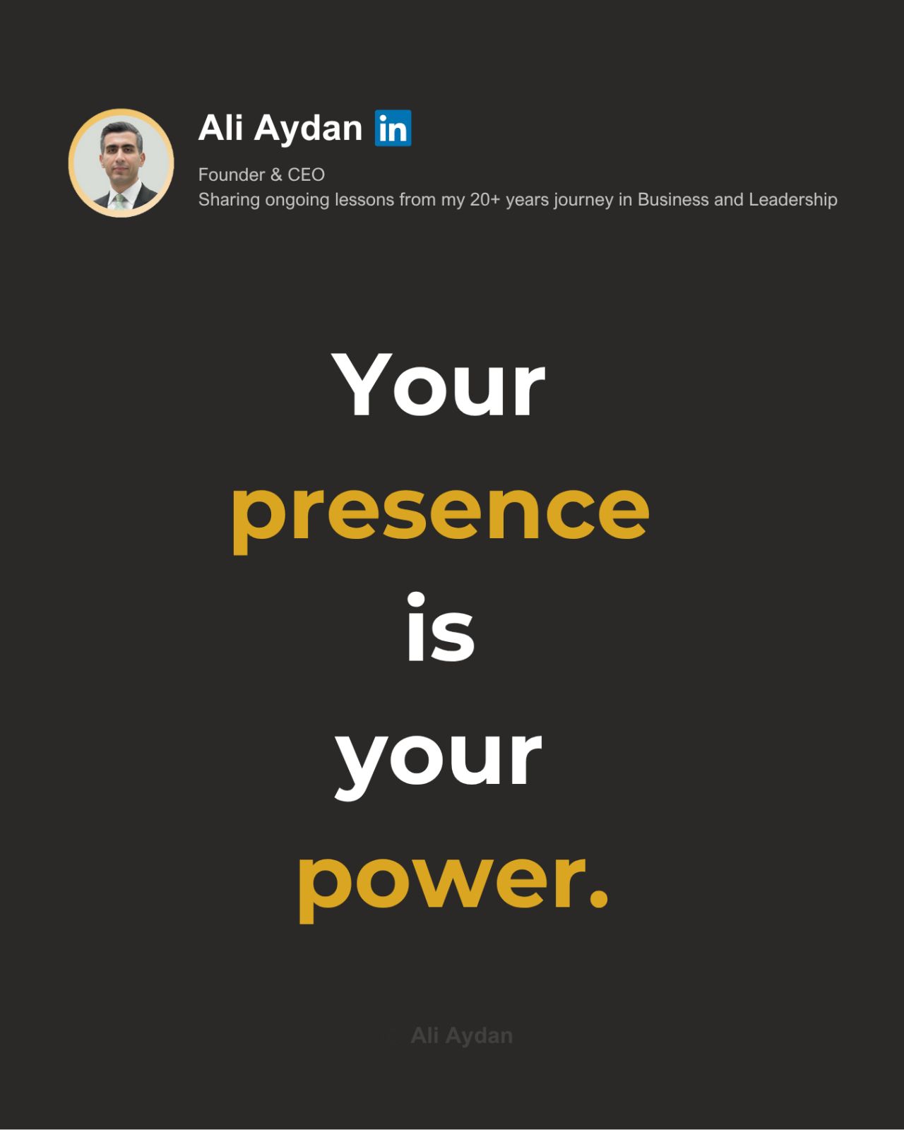 Ali Aydan: Are you actually here right now?