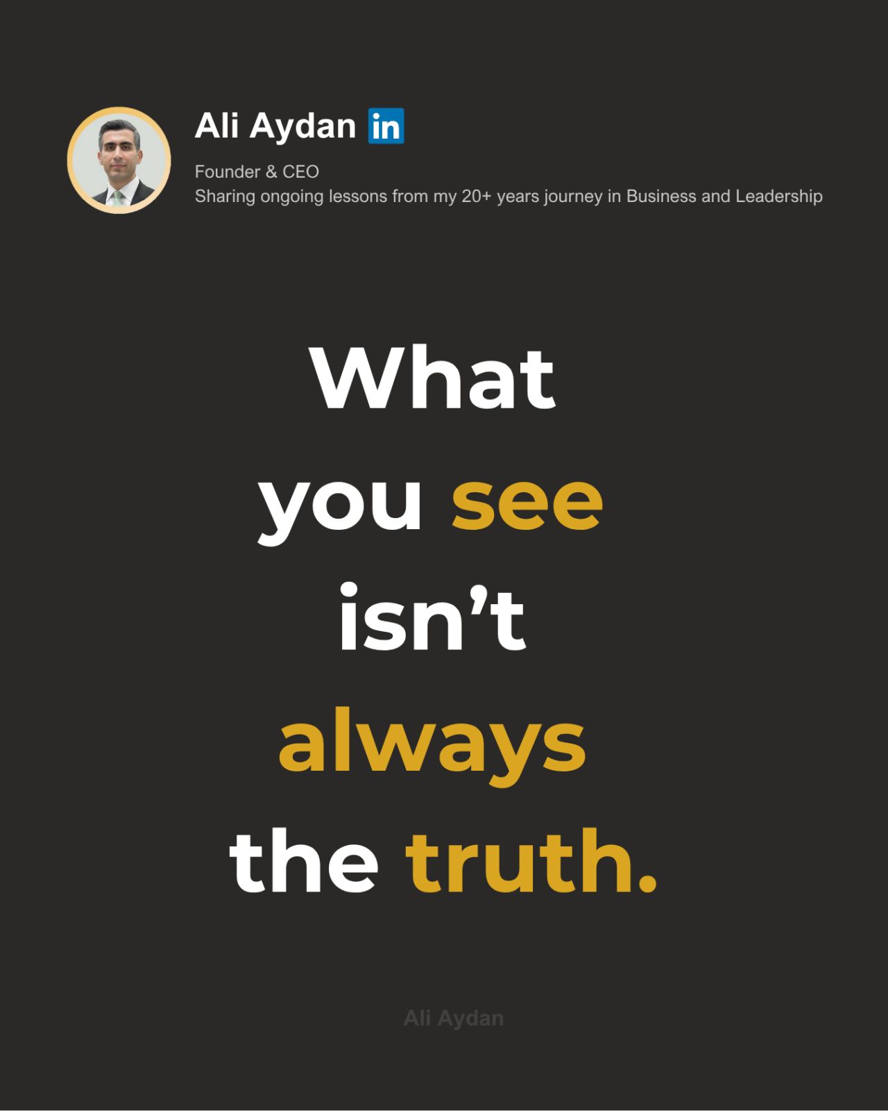 Ali Aydan; Are you judging too quickly?