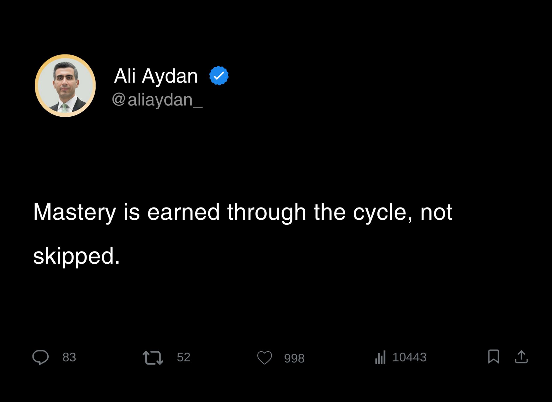 Ali Aydan: Feel like you’ve hit a plateau?